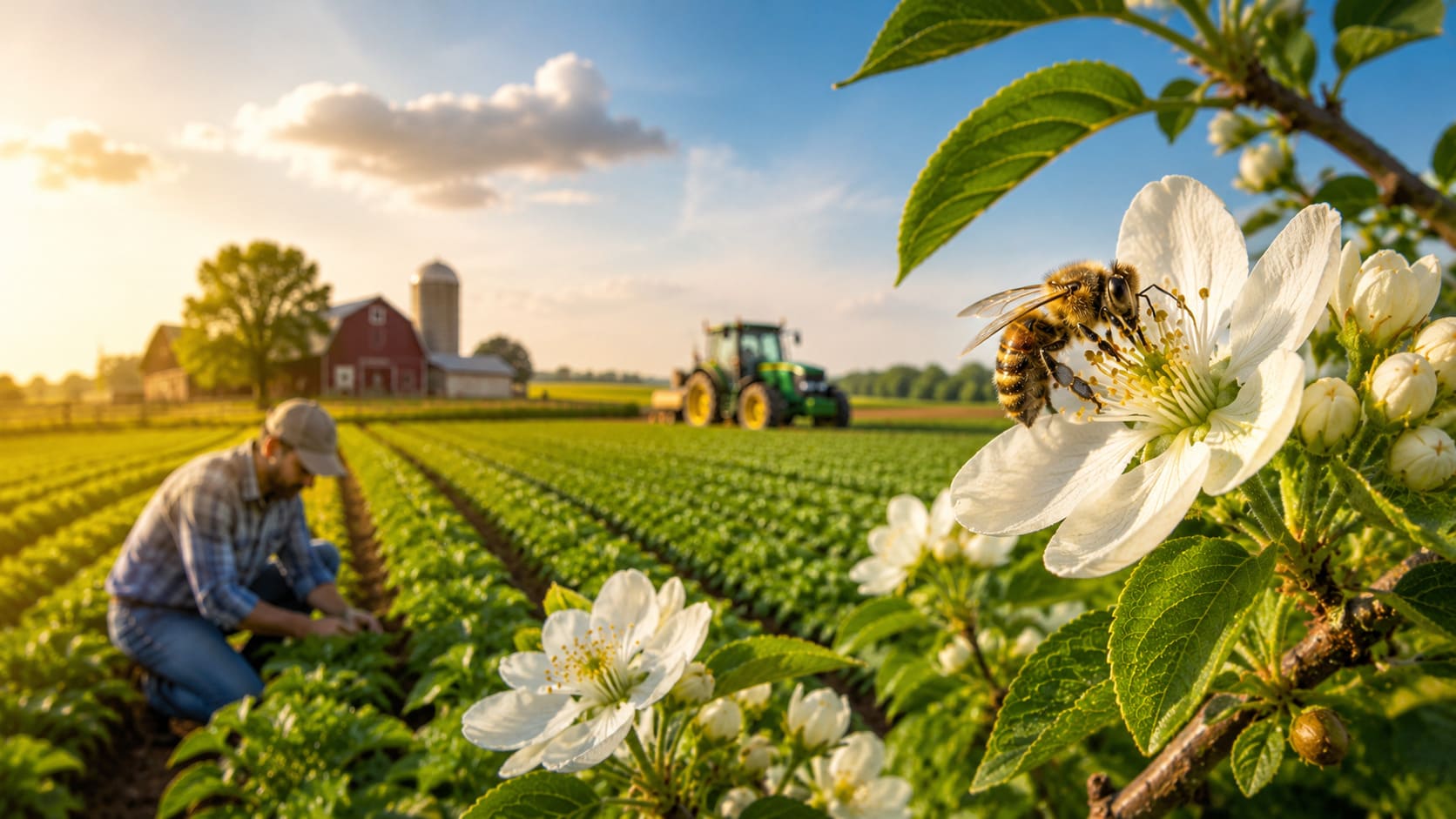 Flowering crops in an agricultural landscape
