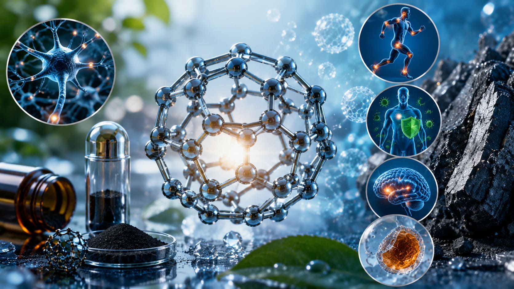 Abstract molecular structure representing the C60 fullerene